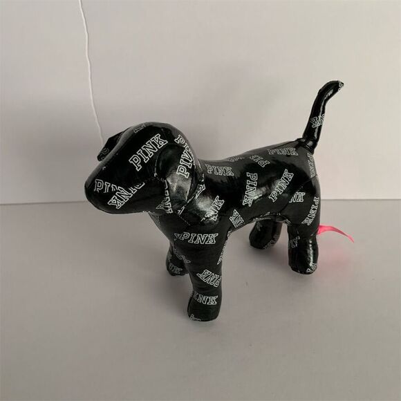 Victoria's Secret PINK Black & White Vinyl Dog Plush Limited Edition - Picture 1 of 7
